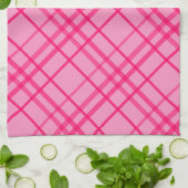 Pink auf rosa Tartan Kariertes Muster Geschirrtuch (Gefaltet)