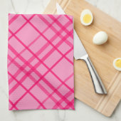 Pink auf rosa Tartan Kariertes Muster Geschirrtuch (Viertel Falte)