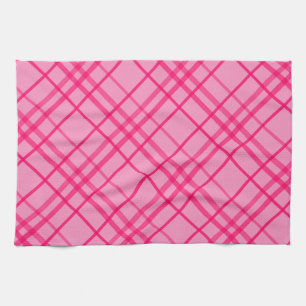 Pink auf rosa Tartan Kariertes Muster Geschirrtuch