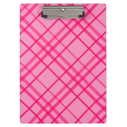 Pink auf rosa Tartan Kariertes Muster Klemmbrett (Vorderseite)