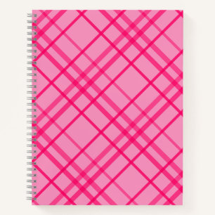Pink auf rosa Tartan Kariertes Muster Notizblock