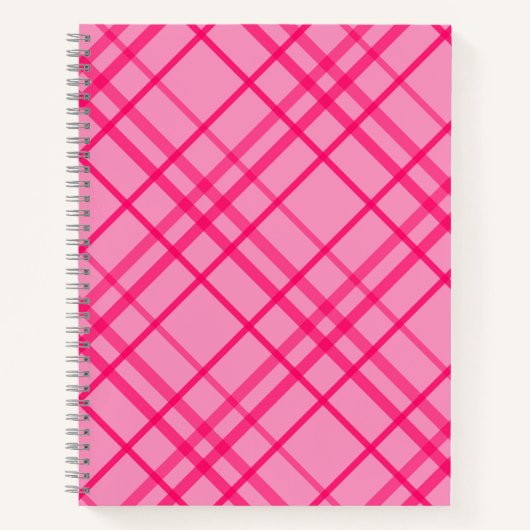 Pink auf rosa Tartan Kariertes Muster Notizblock (Vorderseite)