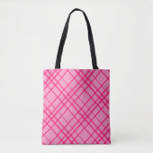 Pink auf rosa Tartan Kariertes Muster Tasche (Vorderseite)