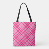 Pink auf rosa Tartan Kariertes Muster Tasche (Rückseite)