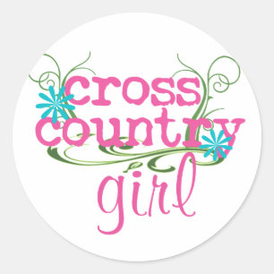 PINK-Aufkleber für Cross Country Girl Runder Aufkleber