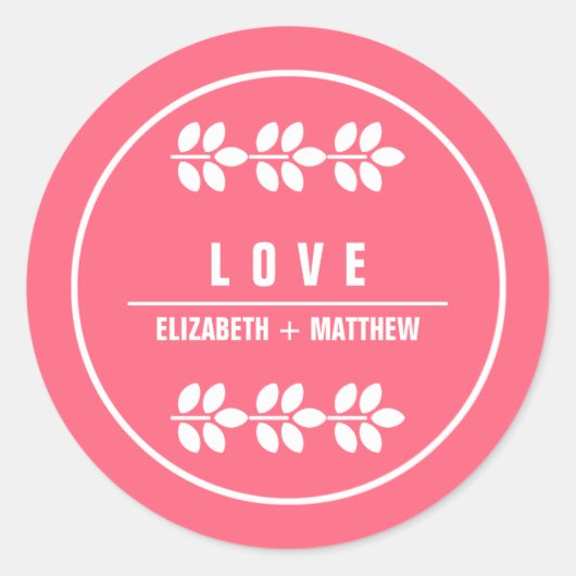 Pink | Aufkleber für die Gastgeschenk Hochzeit von (Vorderseite)