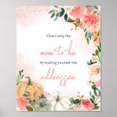Pink Autumn Fall Floral Pumpkin Envelope Station Poster (Vorne)