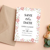 Pink Autumn Floral Custom Wedding Save the Date Einladung