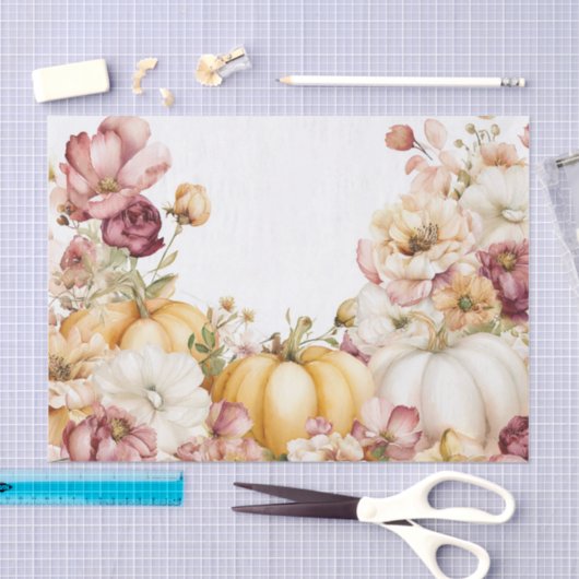 Pink Autumn Pumpkins und Blume Fall Decoupage Seidenpapier (Handwerk)