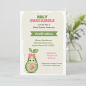 Pink Avocado Holy Guacamole Babydusche Einladung (Stehend Vorderseite)