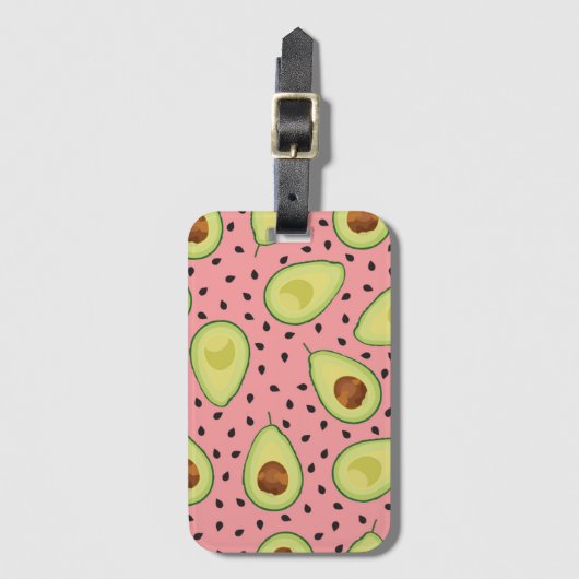 Pink Avocado Pattern Gepäckanhänger (Vorderseite Vertikal)