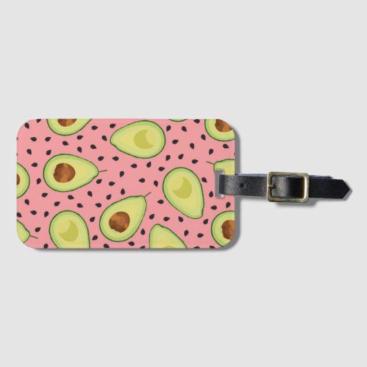 Pink Avocado Pattern Gepäckanhänger (Vorderseite (Horizontal))