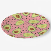 Pink Avocado Pattern Pappteller (Schrägansicht)