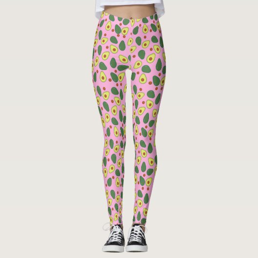 Pink Avocado Print Modern Pattern Yogym-Yoga-Kit Leggings (Vorderseite)