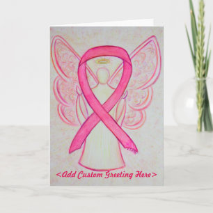 Pink Awareness Ribbon Angel Custom Grußkarte Karte