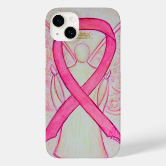 Pink Awareness Ribbon Angel Custom iPhone Case (Rückseite)