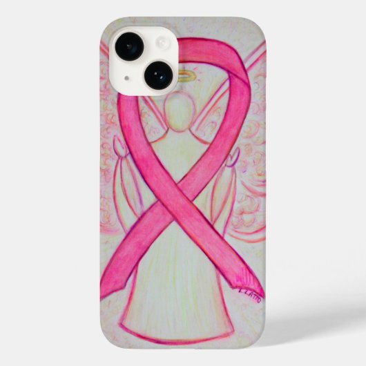Pink Awareness Ribbon Angel Custom iPhone Case (Rückseite)