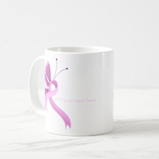 Pink Awareness Ribbon Butterfly Kaffee Tasse (Vorderseite Links)