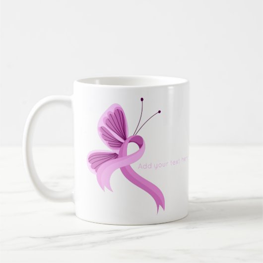 Pink Awareness Ribbon Butterfly Kaffee Tasse (Links)