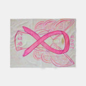 Pink Awareness Ribbon Engel Cancer Chemo Blanket Fleecedecke (Vorderseite (Horizontal))