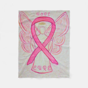 Pink Awareness Ribbon Engel Cancer Chemo Blanket Fleecedecke