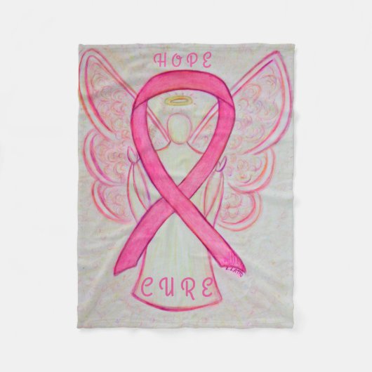 Pink Awareness Ribbon Engel Cancer Chemo Blanket Fleecedecke (Vorderseite)
