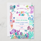 Pink axolotl Alotl Fun Geburtstagsparty Einladung (Vorderseite)