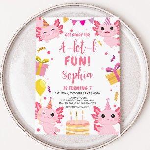 Pink Axolotl Alotl Geburtstagsparty Einladung