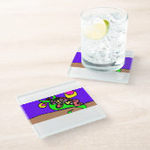 Pink axolotl art glasuntersetzer (Schrägansicht)