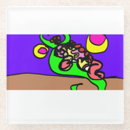 Pink axolotl art glasuntersetzer