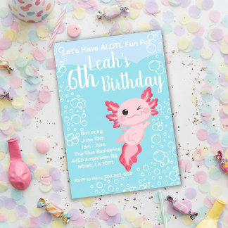 Pink Axolotl Geburtstagsparty Einladung