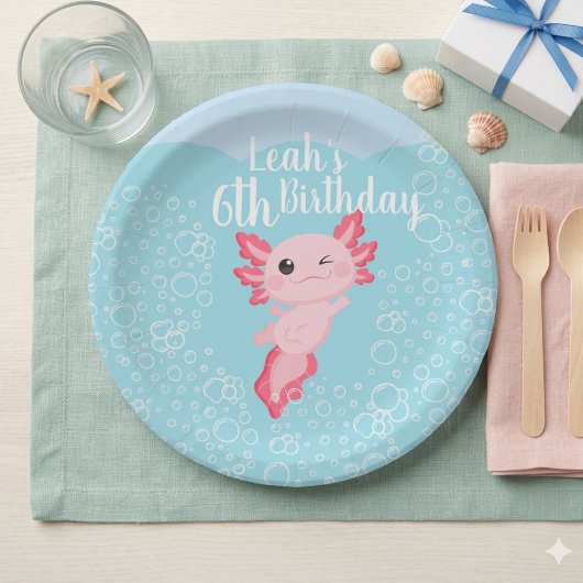 Pink Axolotl Geburtstagsparty Pappteller