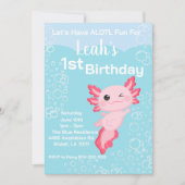 Pink Axolotl Girl 1. Geburtstag Party Einladung (Vorderseite)