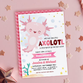 Pink Axolotl Girl Dusche Einladung