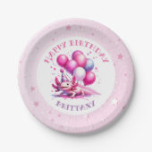 Pink Axolotl Girls Geburtstagsparty Pappteller (Vorderseite)