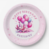Pink Axolotl Girls Geburtstagsparty Pappteller (Vorderseite)