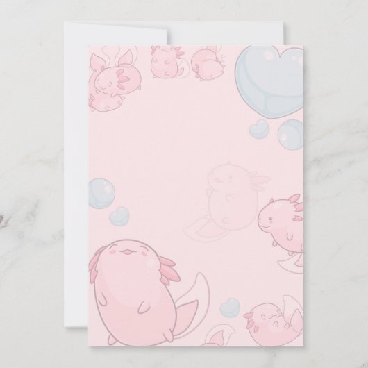 PINK AXOLOTL Kinderdusche Einladung Mädchen (Rückseite)