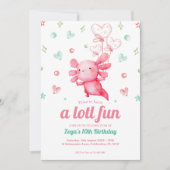 Pink Axolotl Niedlich Kindergeburtstag Party Einladung (Vorderseite)