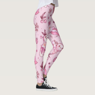 Pink Axolotls Muster Leggings