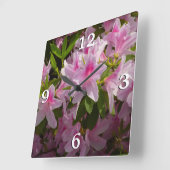 Pink Azalea Bush Frühjahr Floral Quadratische Wanduhr (Winkel)