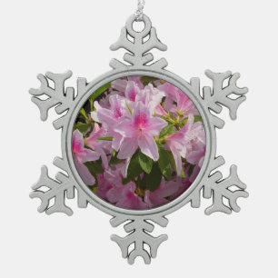 Pink Azalea Bush Frühjahr Floral Schneeflocken Zinn-Ornament