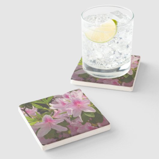 Pink Azalea Bush Frühjahr Floral Steinuntersetzer (Seitenansicht)