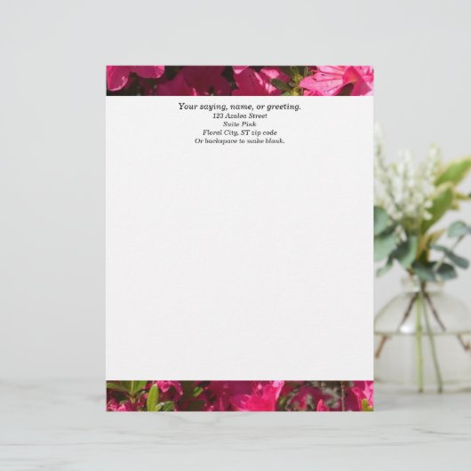 Pink Azalea Custom Letterhead mit Adresse Briefbogen (Stehend Vorderseite)