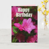 Pink Azalea Happy Birthday Karte (Gelbe Blume)