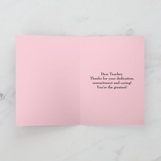 Pink Azalea Lehrer danke Ihnen mit Text (Innenseite)