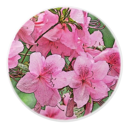 PINK AZALEAS KERAMIK PULL/KNOB KERAMIK KNOB KERAMIKKNAUF (Vorderseite)