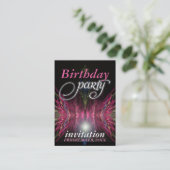 Pink Aztec Feathers Geburtstagsparty Einladungskar Visitenkarte (Stehend Vorderseite)