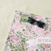 Pink Aztec Trellis Rose Muster Name oder Zitat Strandtuch (Beispiel)