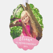 Pink Baby 2. Weihnachtsfeier Foto Ornament Karte (Links)