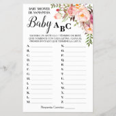 Pink Baby ABC Zweisprachige Baby Duschkarte Flyer (Hinten)